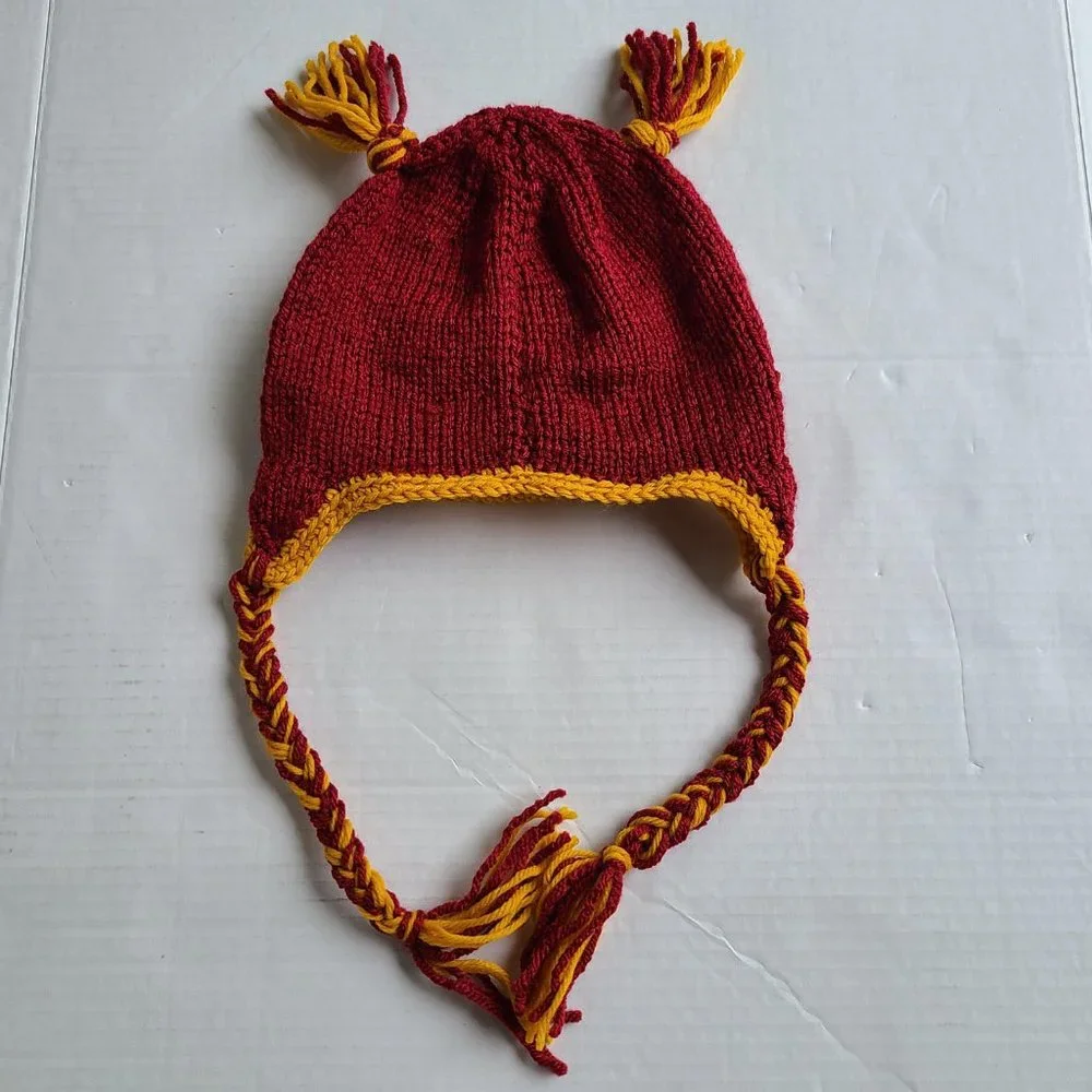 Kids Handmade Knit Crochet Owl Hat with earflaps Size 6-12 MONTHS